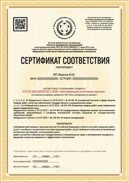 Образец сертификата для ИП Новодвинск Сертификат СТО 03.080.02033720.1-2020