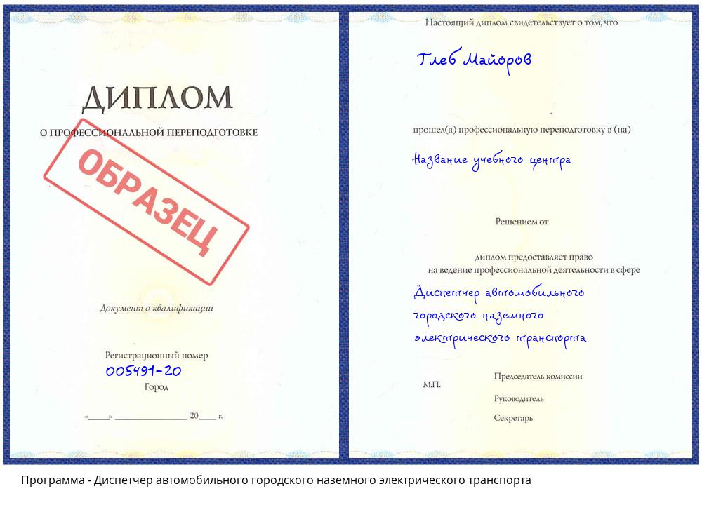 Диспетчер автомобильного городского наземного электрического транспорта Новодвинск