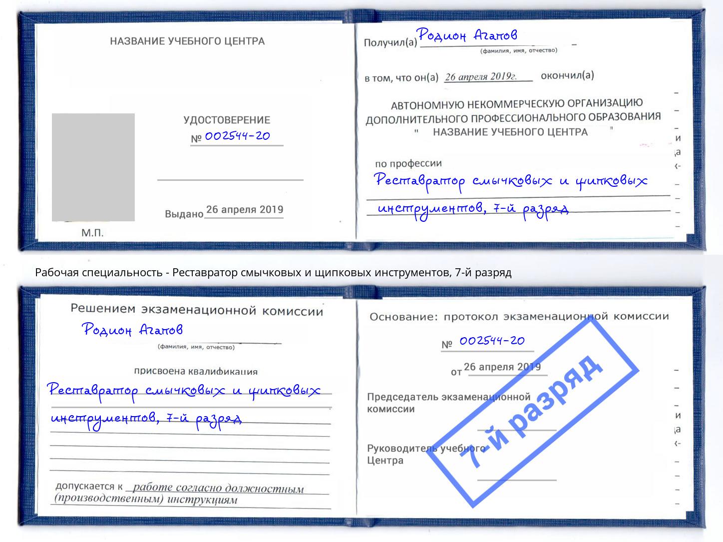 корочка 7-й разряд Реставратор смычковых и щипковых инструментов Новодвинск