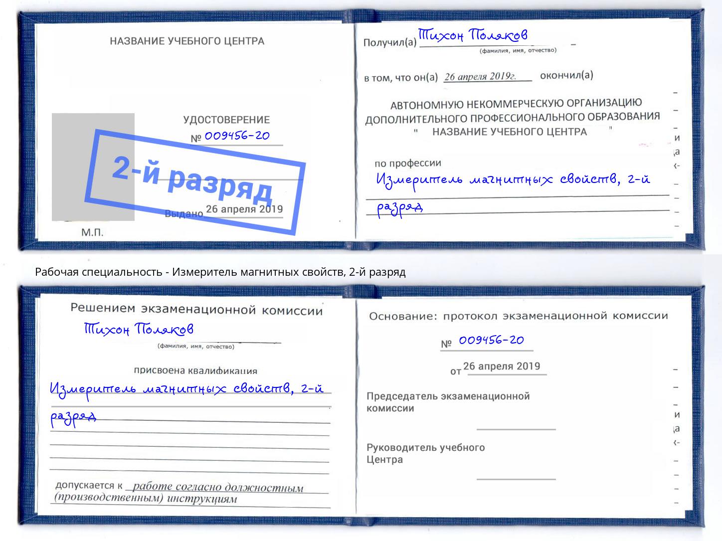 корочка 2-й разряд Измеритель магнитных свойств Новодвинск