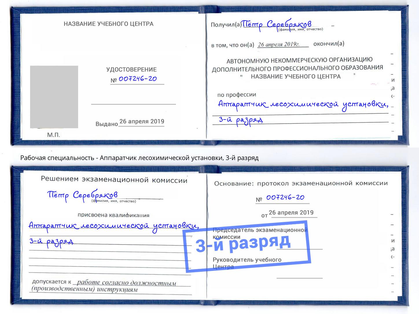 корочка 3-й разряд Аппаратчик лесохимической установки Новодвинск
