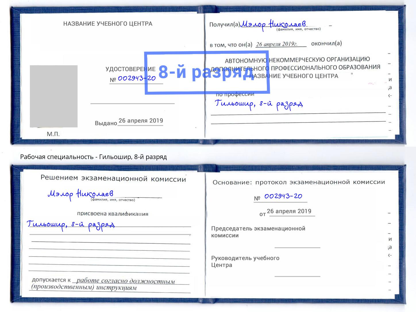 корочка 8-й разряд Гильошир Новодвинск
